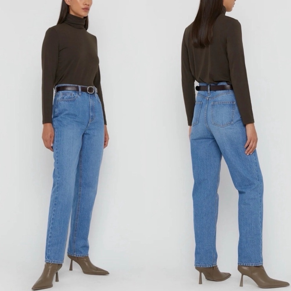 OAK + FORT Classic High-Rise Straight Blue Jeans 30
